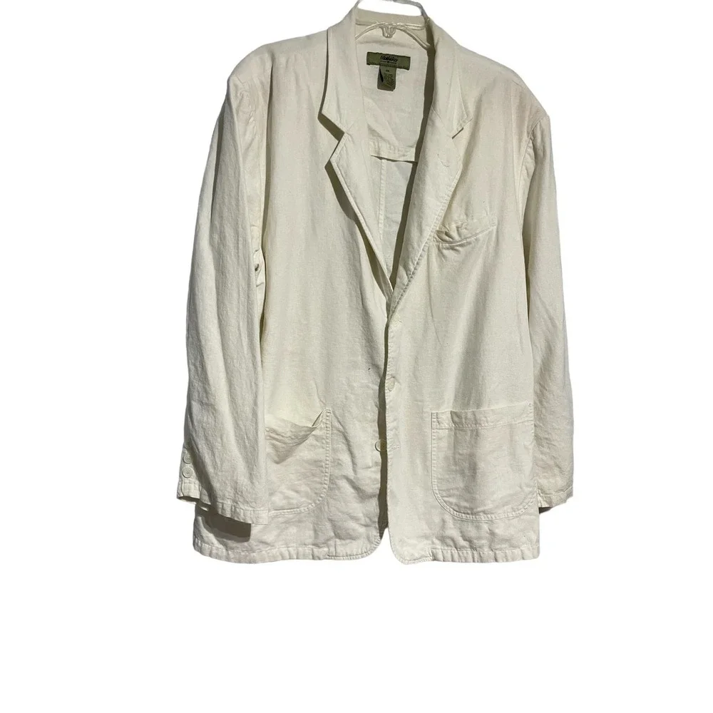 Mohiko Mens XXL Cream Linen Rayon Blend 3-Button Casual Blazer Jacket Off White‎